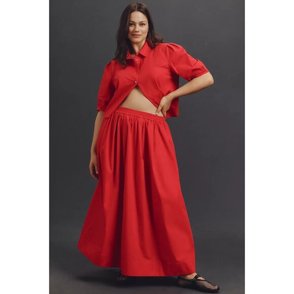 Anthropologie Maeve Pull-On Circle Skirt Maxi Red 3X - Picture 1 of 2